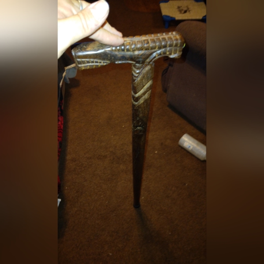 A wooden walking stick